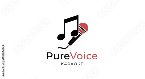 Karaoke Microphone with Music Note Logo Design.