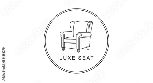 Luxury Armchair Illustration in Circle Logo.