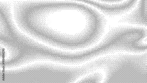 Abstract gray and white pixel art background with swirling pattern. Digital mosaic texture for modern design.