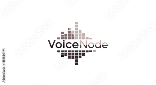 VoiceNode Logo Design with Pixelated Shape.