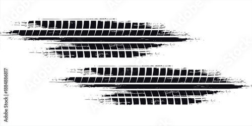Vector Print Textured Tire Track . Design Element . Car tread silhouette . Mud splash grunge texture