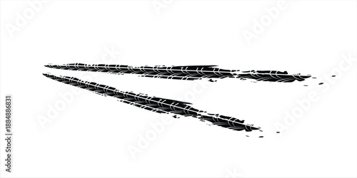 Auto tire tread grunge element. Car and motorcycle tire pattern, wheel tyre tread track. Black tyre print.