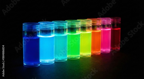 Colorful Fluorescent Liquids in Science Vials