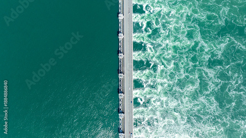 Photos Aerial View of Oosterscheldekering Storm Surge Barrier, Netherlands