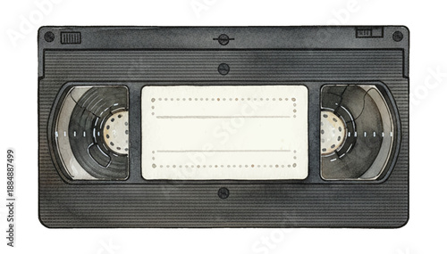 Vintage VHS Video Cassette Tape Illustration on White Background Retro Media Entertainment Object