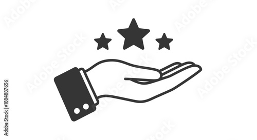 Hand holding three stars symbolizing quality and excellence.