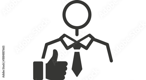 Businessman icon holding a briefcase with thumbs up gesture.