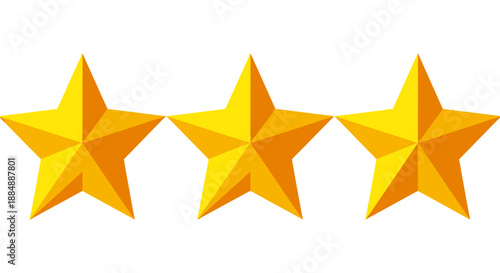 Three golden stars arranged in a row symbolizing rating or quality.