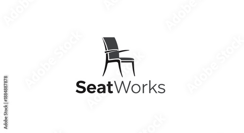 Simple Chair Logo Design Illustration.