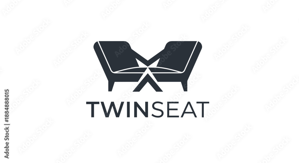 Fototapeta premium Twinseat Logo Design with Two Chairs.