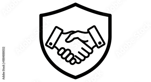 Shield emblem featuring a handshake symbolizing trust and partnership.