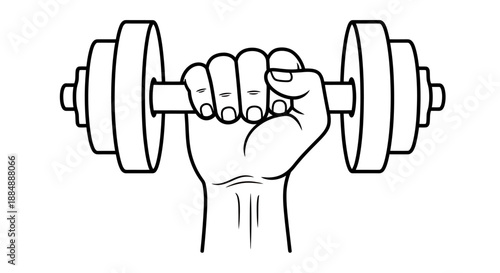Hand gripping a dumbbell for strength training and fitness exercise.
