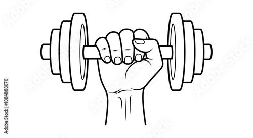 Hand gripping a dumbbell representing strength and fitness training.