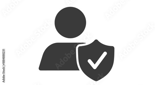 Icon representing user security with shield and check mark symbol.
