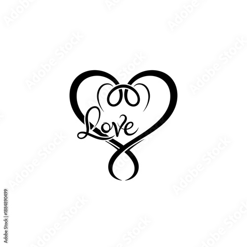 Black Heart Illustration with Love Text.