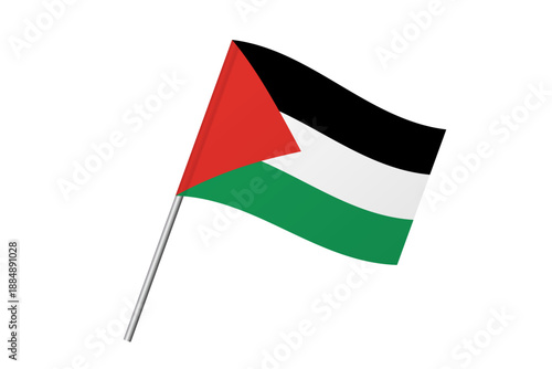 Palestine flag - wavy stick flag of country, cultural identity and heritage. Represents national pride and unity. Vector flag isolated on white background.