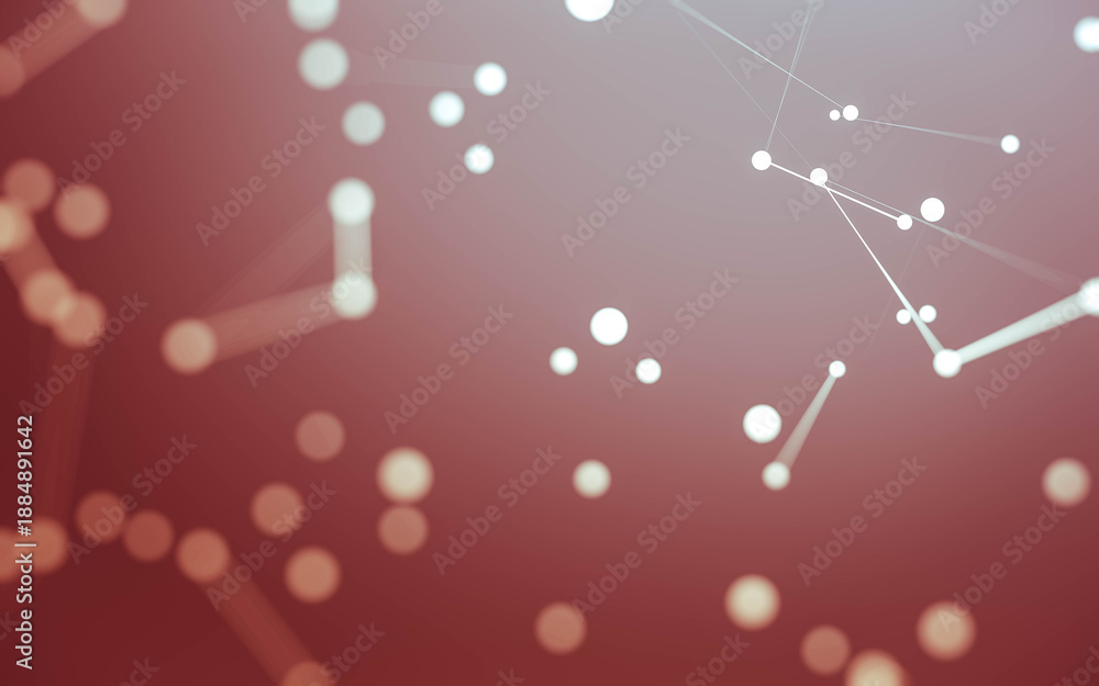 Fototapeta premium Abstract background. Molecules technology with polygonal shapes, connecting dots and lines. Connection structure. Big data visualization.