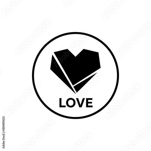 Black Heart Shape Love Icon Symbol.