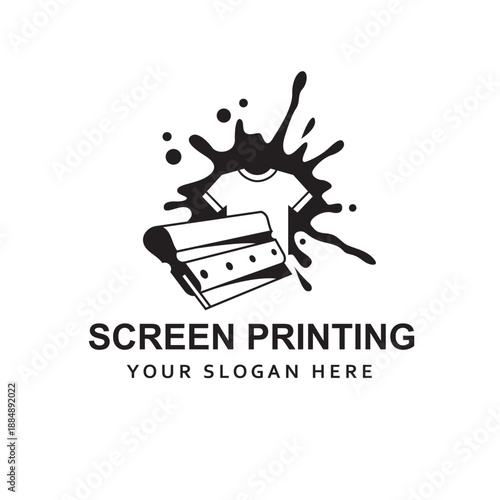 silk screen printing icon with squeegee isolated on white background