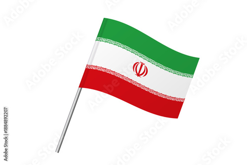 Iran flag - wavy stick flag of country, cultural identity and heritage. Represents national pride and unity. Vector flag isolated on white background.