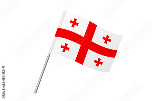 Georgia flag - wavy stick flag of country, cultural identity and heritage. Represents national pride and unity. Vector flag isolated on white background.