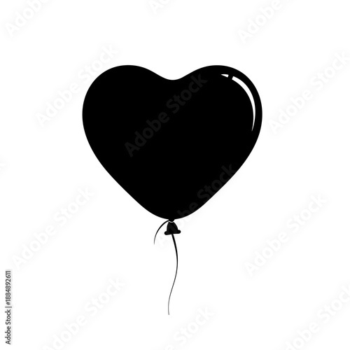 Black Heart Shaped Balloon with Knot.