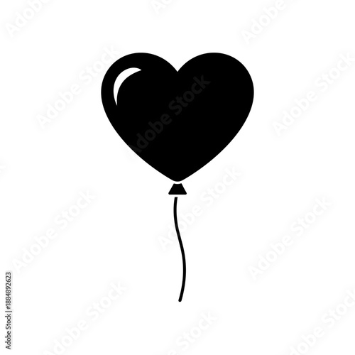 Black Heart Shaped Balloon on White.