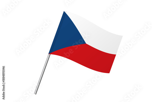 Czech Republic flag - wavy stick flag of country, cultural identity and heritage. Represents national pride and unity. Vector flag isolated on white background.