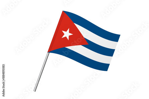 Cuba flag - wavy stick flag of country, cultural identity and heritage. Represents national pride and unity. Vector flag isolated on white background.