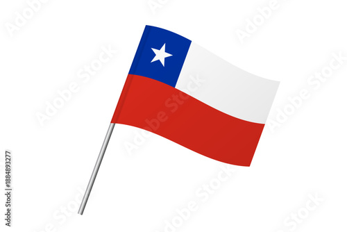 Chile flag - wavy stick flag of country, cultural identity and heritage. Represents national pride and unity. Vector flag isolated on white background.