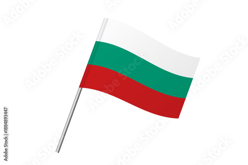 Bulgaria flag - wavy stick flag of country, cultural identity and heritage. Represents national pride and unity. Vector flag isolated on white background.