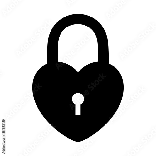 Black Heart Shaped Lock with Keyhole.