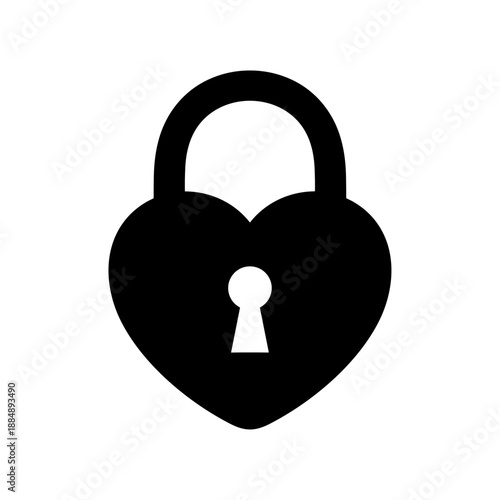 Black Heart Shaped Padlock with Keyhole.