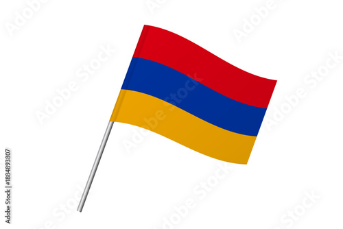 Armenia flag - wavy stick flag of country, cultural identity and heritage. Represents national pride and unity. Vector flag isolated on white background.