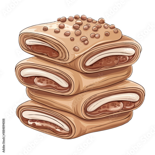 Wallpaper Mural Stack of chocolate pastry isolated on white background, Vector, illustration Torontodigital.ca