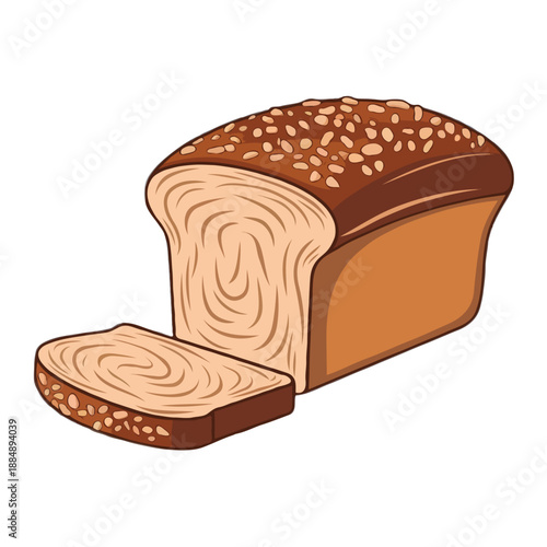 Wallpaper Mural Sliced loaf of bread isolated on white background, Vector, illustration Torontodigital.ca
