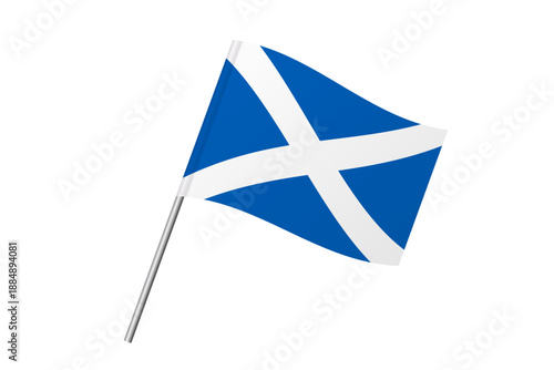Scotland flag - wavy stick flag of country, cultural identity and heritage. Represents national pride and unity. Vector flag isolated on white background.