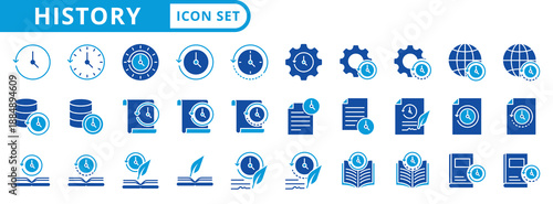 history icon pack flat style illustration collection for time management and education