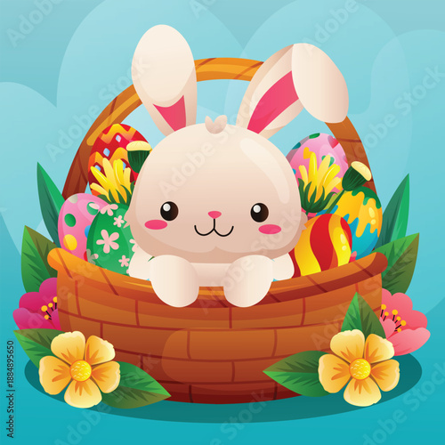 Easter egg basket with sweet little bunny inside