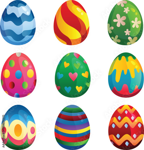 colorful easter eggs collection set