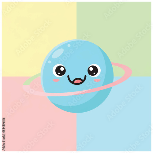 Smiling Blue Planet Cartoon Character Illustration.