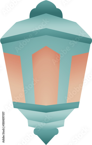 Stylized Islamic Lantern Illustration with Soft Gradient Colors