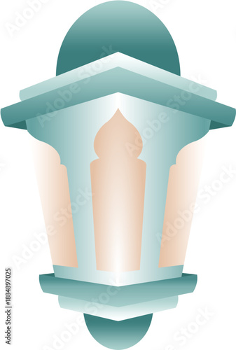 Stylized Islamic Lantern Illustration with Soft Gradient Colors
