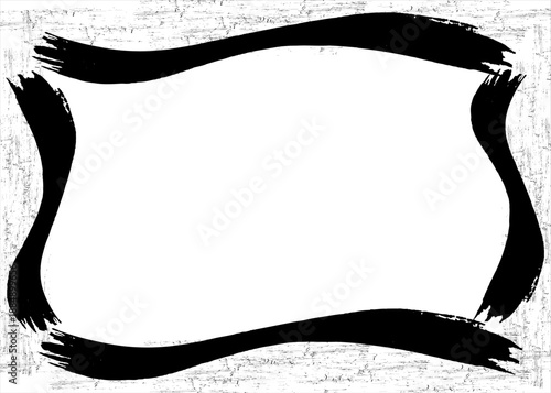 grunge frame pattern with overlay paint brush stroke for social media business banner. Retro comic or watercolor silhouette art. Black Grunge Frame on White Background