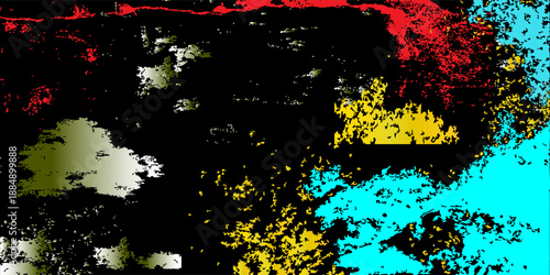 Abstract grunge painted scratched texture. Multicolor Print and Dirty Art Template. White Watercolor Drawing.  Red, Yellow, and blue Dark Banner. Blue Hand Drawn Wallpaper. EPS10 vector illustration