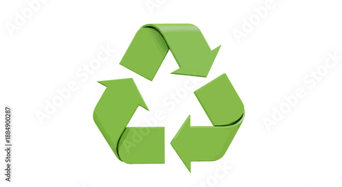 Green recycling symbol representing environmental sustainability and waste reduction.