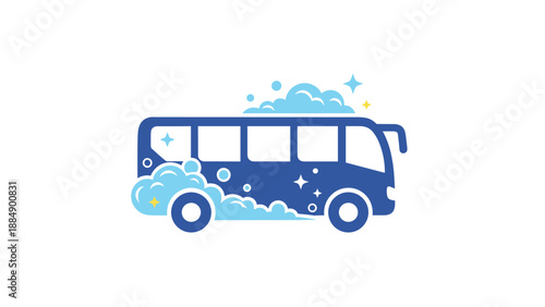 Bus Wash Service Logo - Clean Vehicle Transportation Detailing.