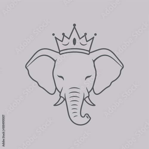 King Elephant Illustration - Majestic Animal with Crown