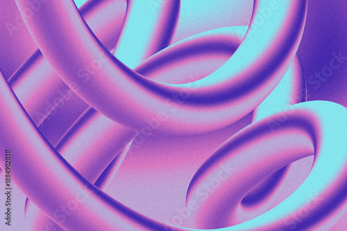 Fényképezés Interlocking torus loops are weaving on abstract 3D canvas with neon magenta vio