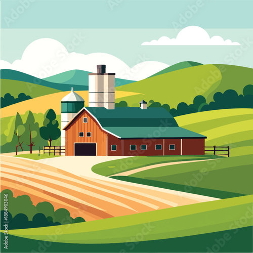 rural landscape with houses